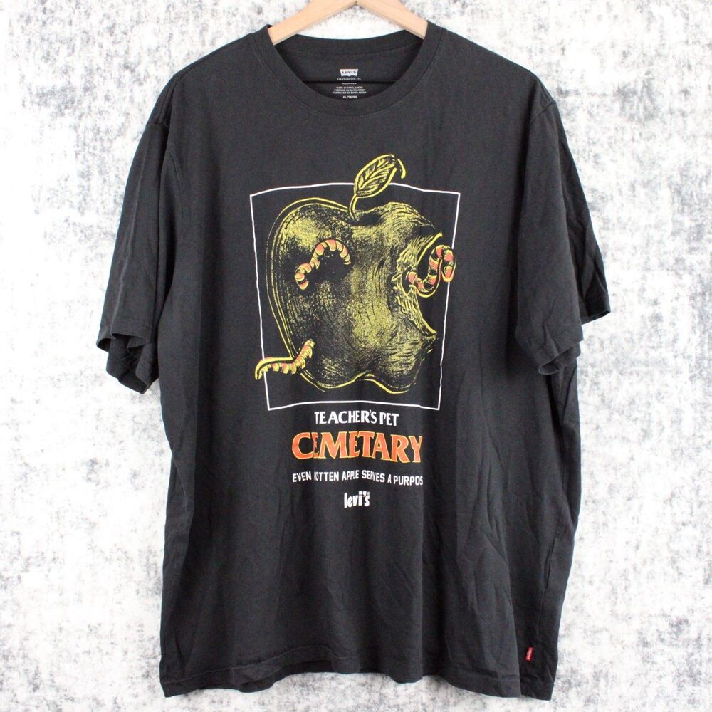 Levis Teachers Pet Cemetary T Shirt Mens Size XL Relaxed Black Short Sleeve